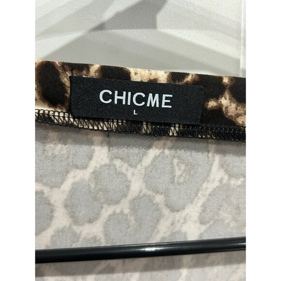 ChicMe Leopard Print Long-Sleeve Top With Deep V Neck Twist Detail Size Large - Picture 5 of 10